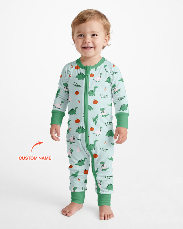 Custom Name Spooky Dinosaur Halloween - Personalized Bamboo Convertible Zippy