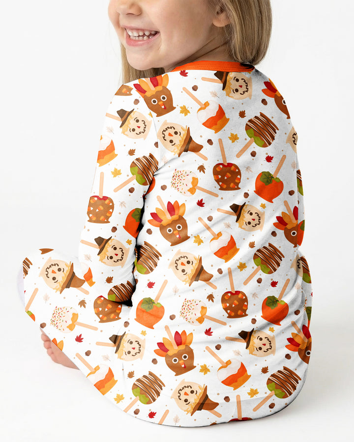 Fall Caramel Apple Family Matching Bamboo Two Piece Long Sleeve Pajama Set