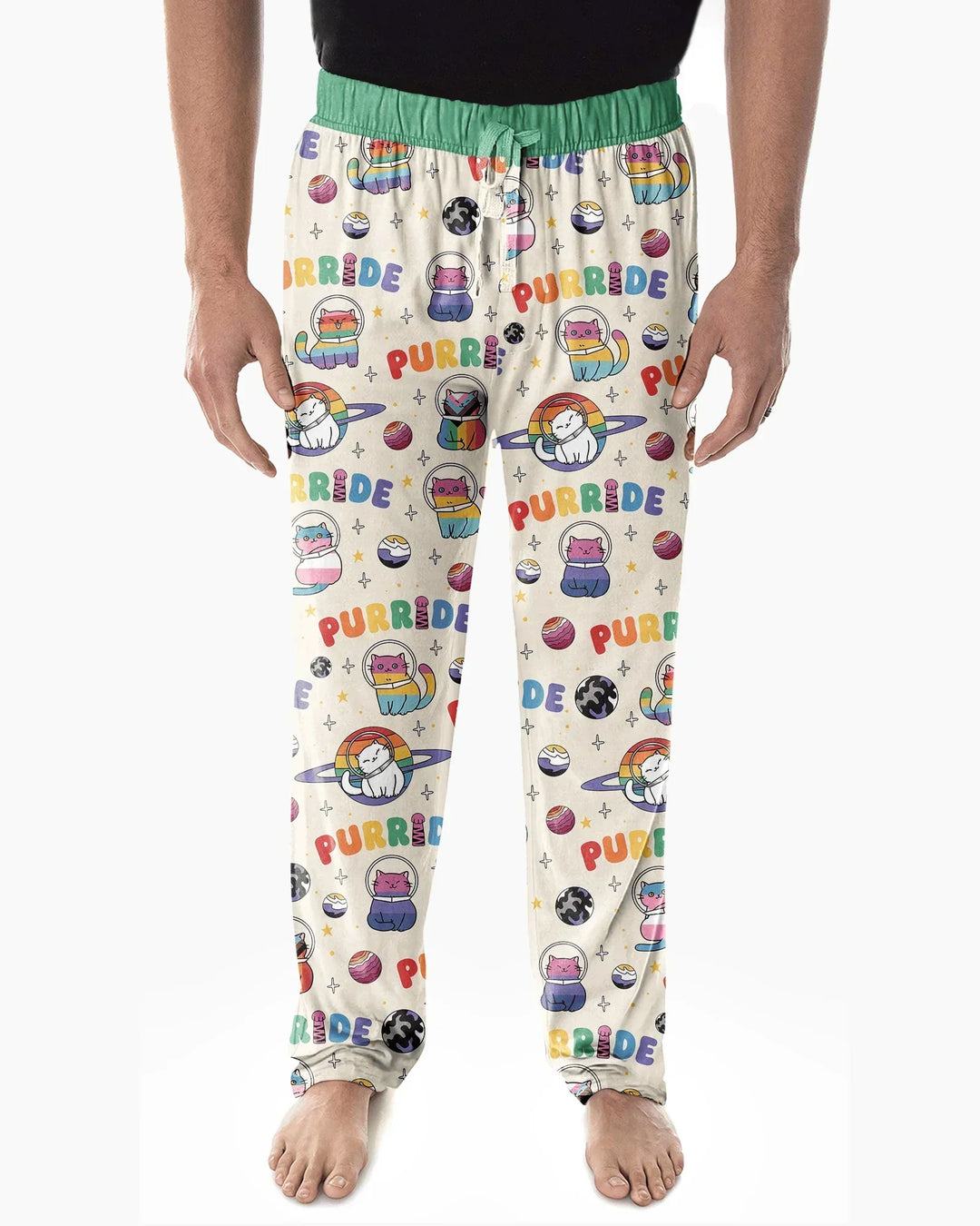 Rainbow Space Cats Family Matching Bamboo Men's Pajama Set