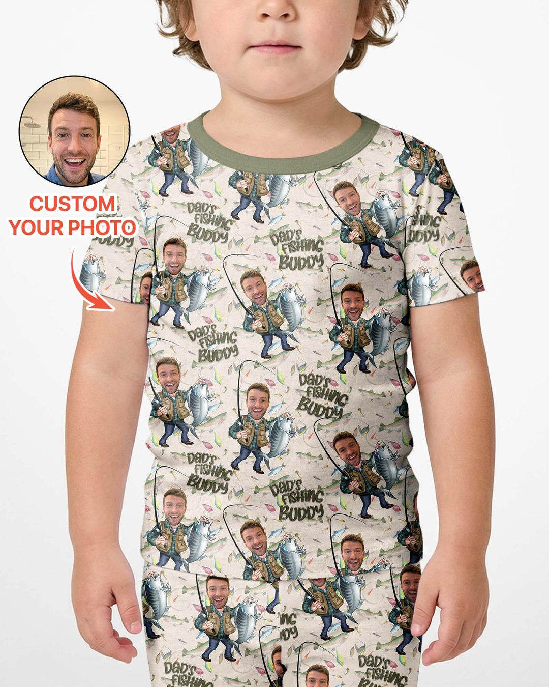 Custom Photo Dad Fishing's Buddy Daddy & Me Matching Bamboo Two Piece Short Sleeve Shorts Pajama Set