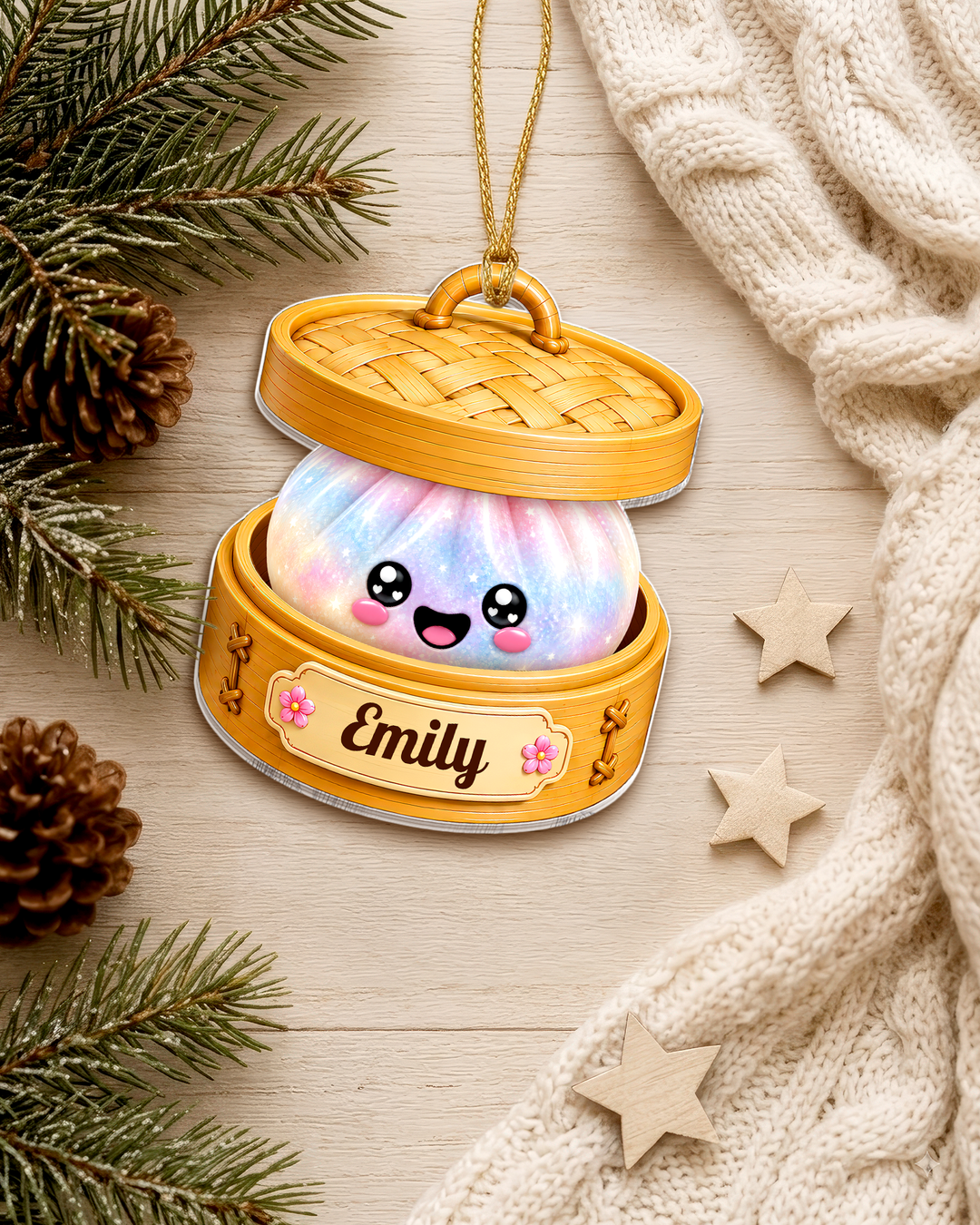 Glitter Dumpling Family Personalized Acrylic Ornament