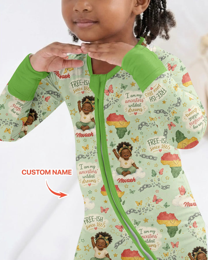 Custom Name Juneteenth I Am My Ancestors' Wildest Dream Bamboo Convertible Zippy