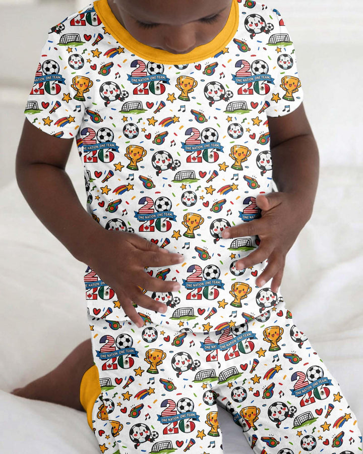 Soccer Fever 2026 Family Matching Bamboo Two Piece Short Sleeve Pajama Set