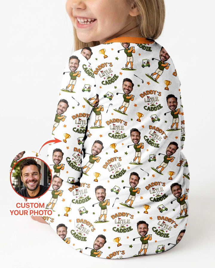 Custom Photo Daddy's Little Caddie Daddy & Me Matching Bamboo Two Piece Long Sleeve Pajama Set