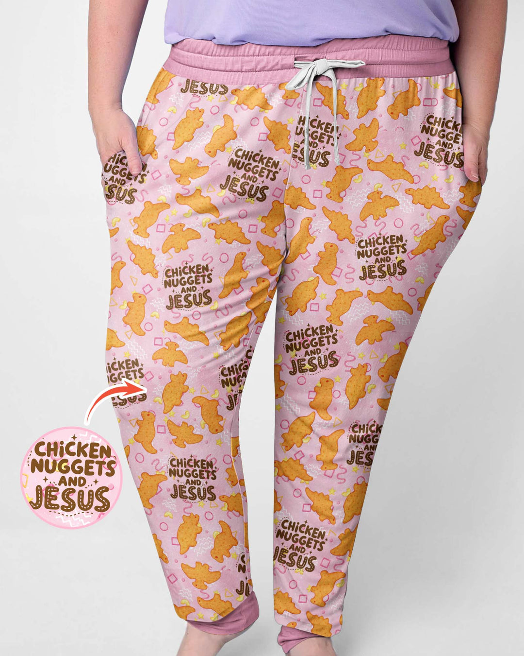 Chicken Nuggets and Jesus Family Matching Bamboo Women Pajama Set