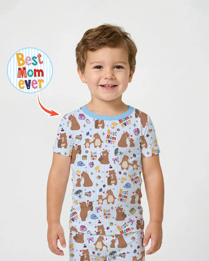 Best Mama Bear Ever Family Matching Bamboo Two Piece Short Sleeve Pajama Set