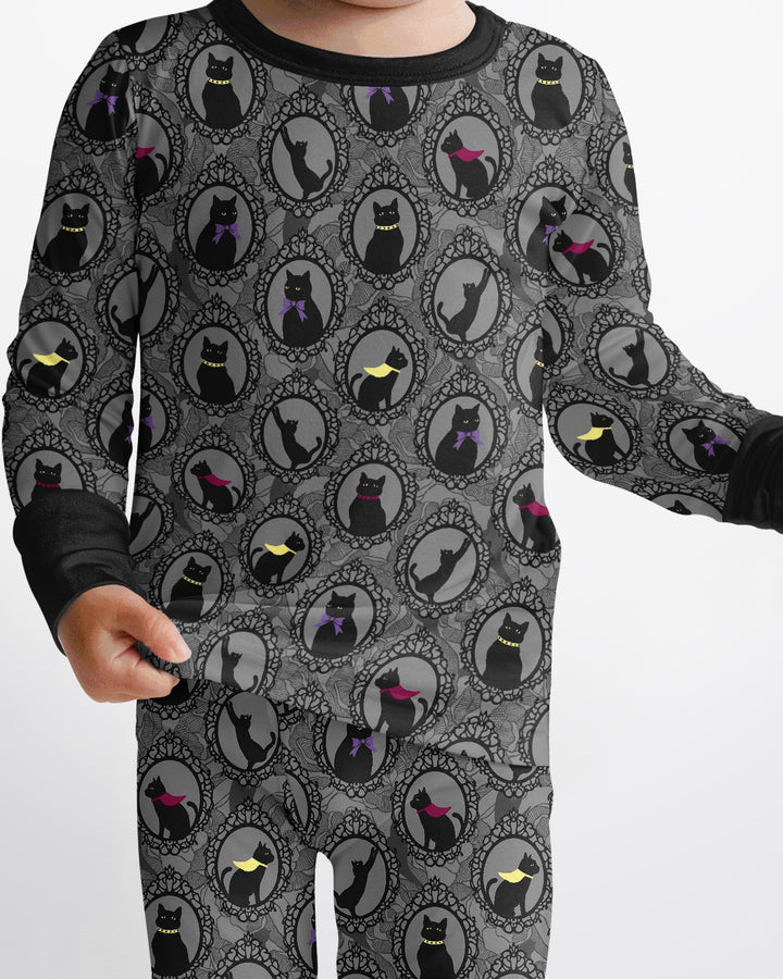 Midnight Cat Parade Bamboo Two Piece Long Sleeve Pajama Set