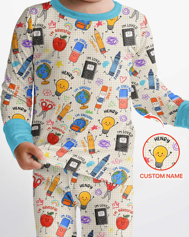 Zweiteiliges Langarm-Pyjama-Set mit Sommerfrüchten