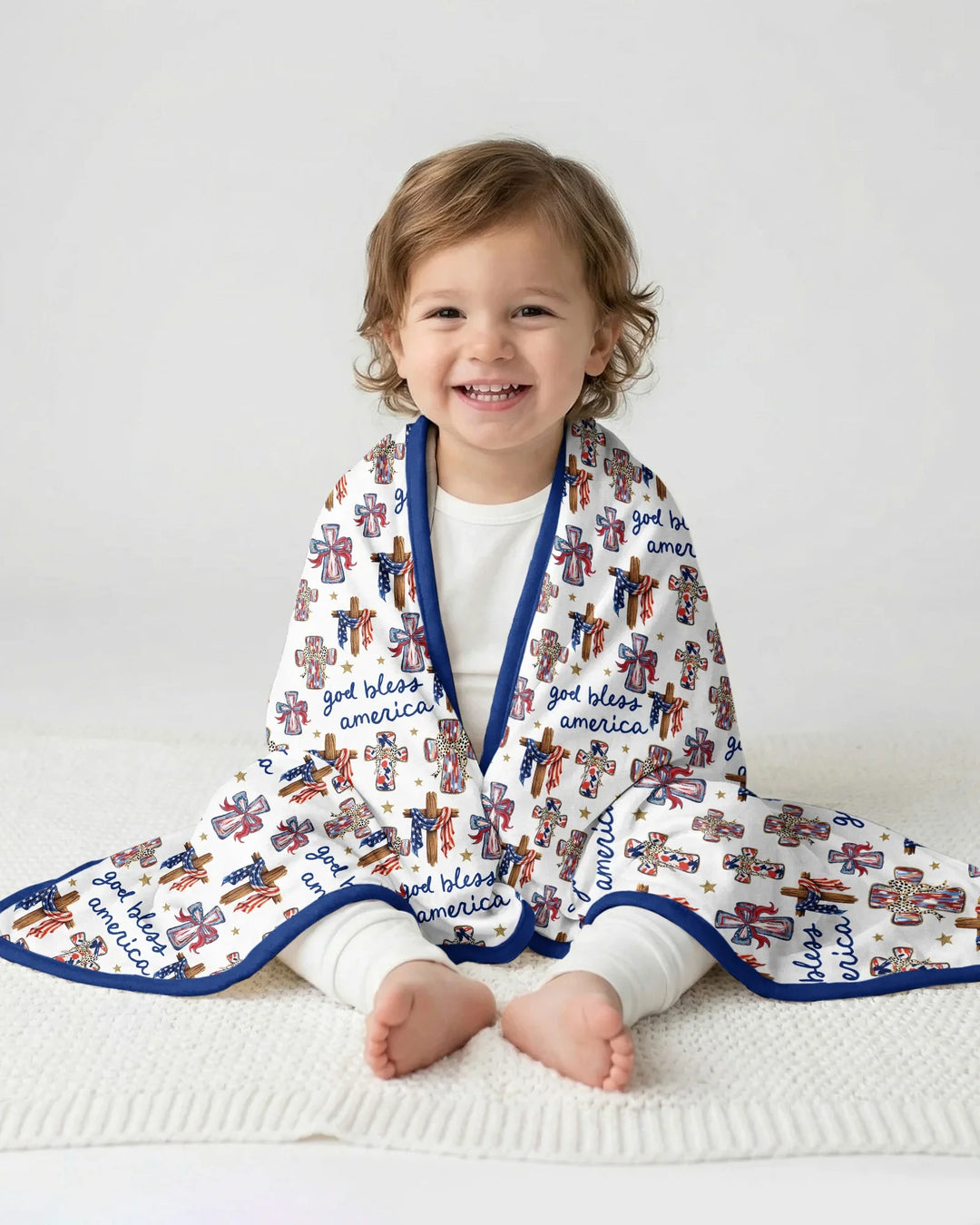 God Bless America Family Matching Bamboo Blanket