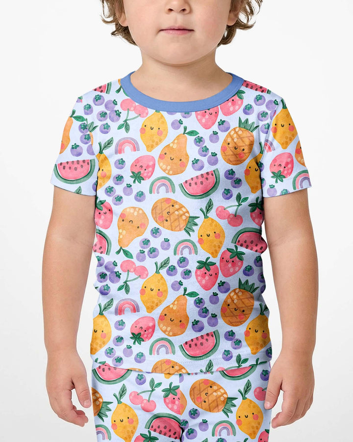 Conjunto de Pijama de Dos Piezas de Bambú con Mangas Cortas y Pantalones Cortos
