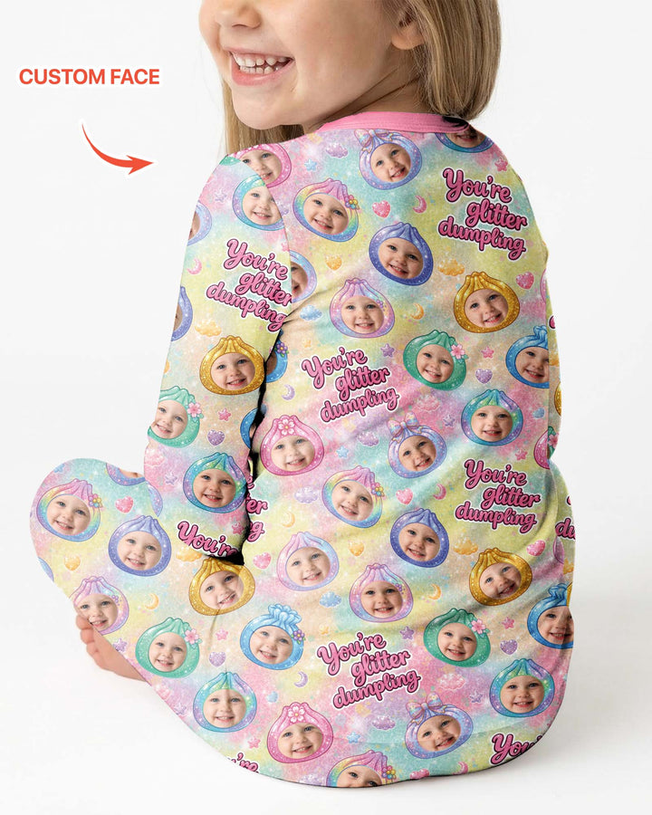 Custom Photo You're Glitter Dumpling Bamboo Two Piece Long Sleeve Pajama Set