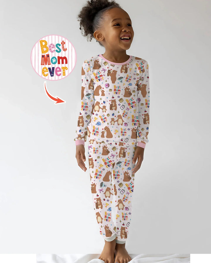 Best Mama Bear Ever Family Matching Bamboo Two Piece Long Sleeve Pajama Set
