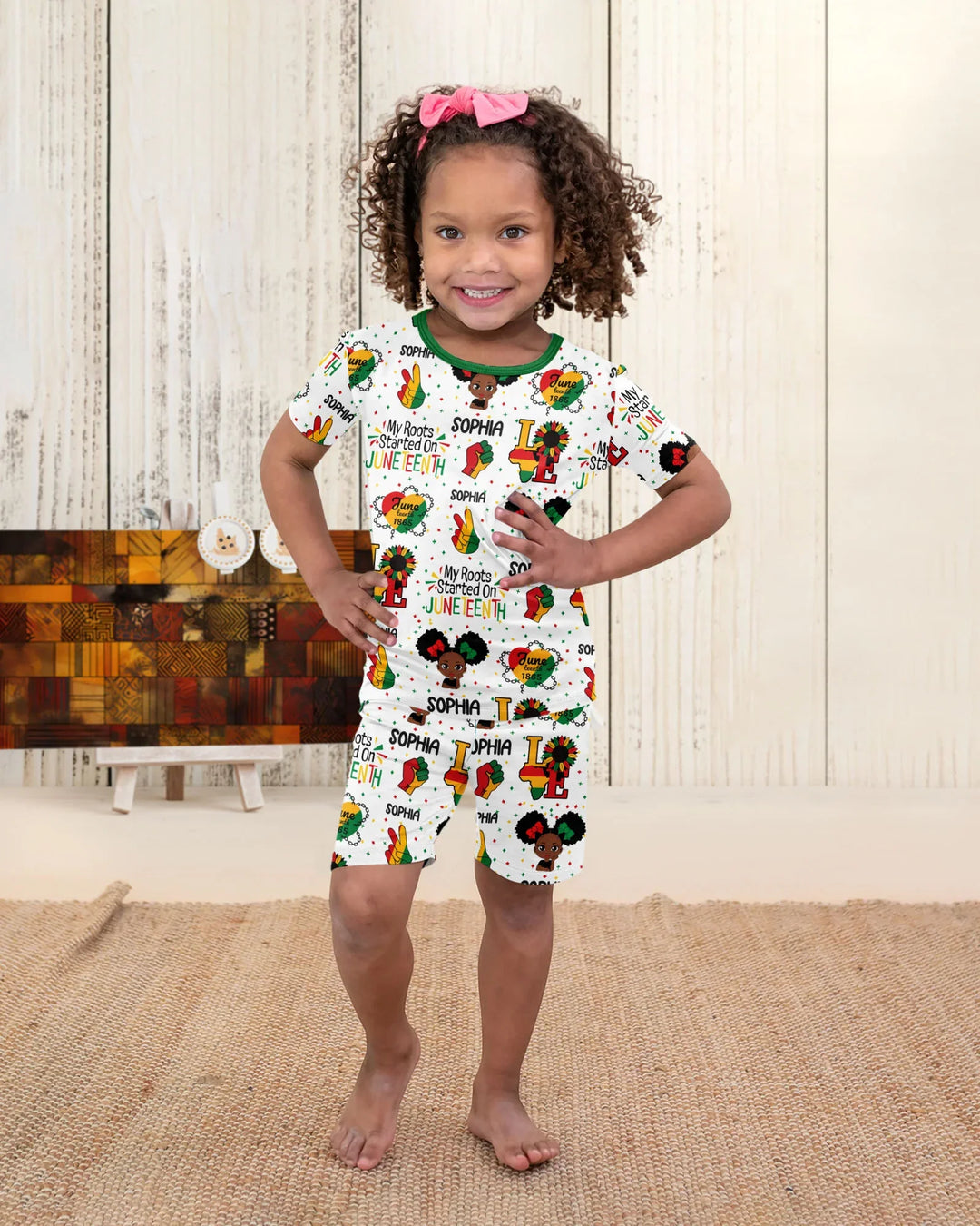 Custom Name My Roots Started On Juneteenth Bamboo Two Piece Short Sleeve Shorts Pajama Set