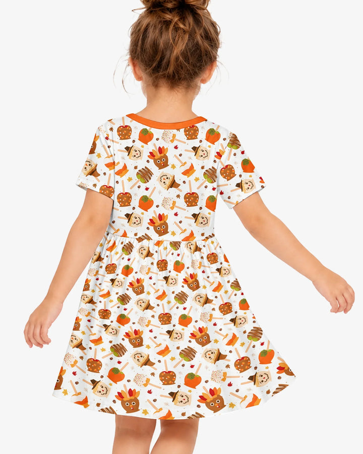 Fall Caramel Apple Family Matching Bamboo Twirl Dress