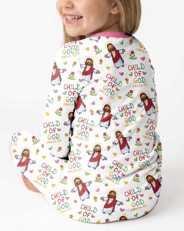 Jesus Loves Me Bamboo Two Piece Long Sleeve Pajama Set