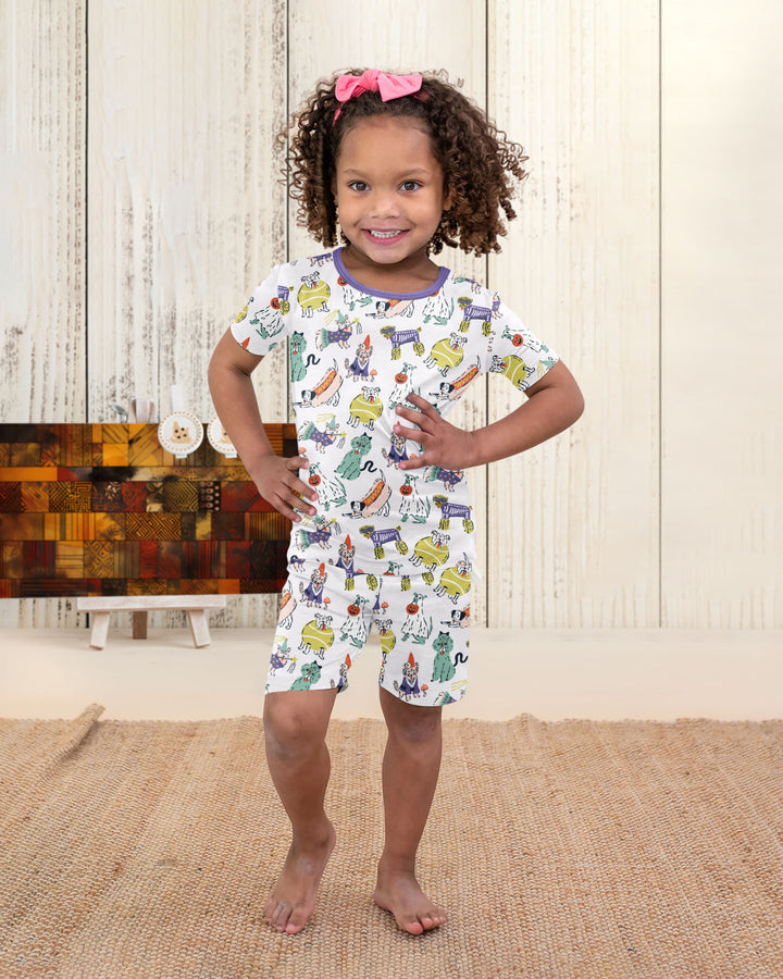 Bark-O-Ween Bamboo Two Piece Short Sleeve Shorts Pajama Set