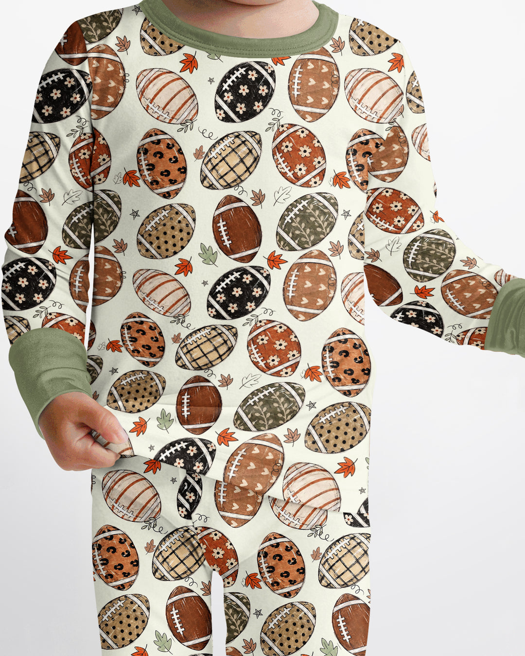 Boho Football Bamboo Two Piece Long Sleeve Pajama Set