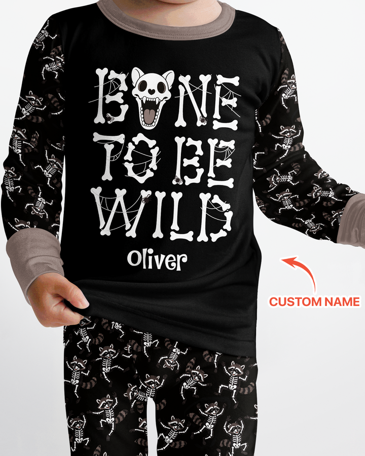 Funny Halloween Racoon Bamboo Two Piece Long Sleeve Pajama Set