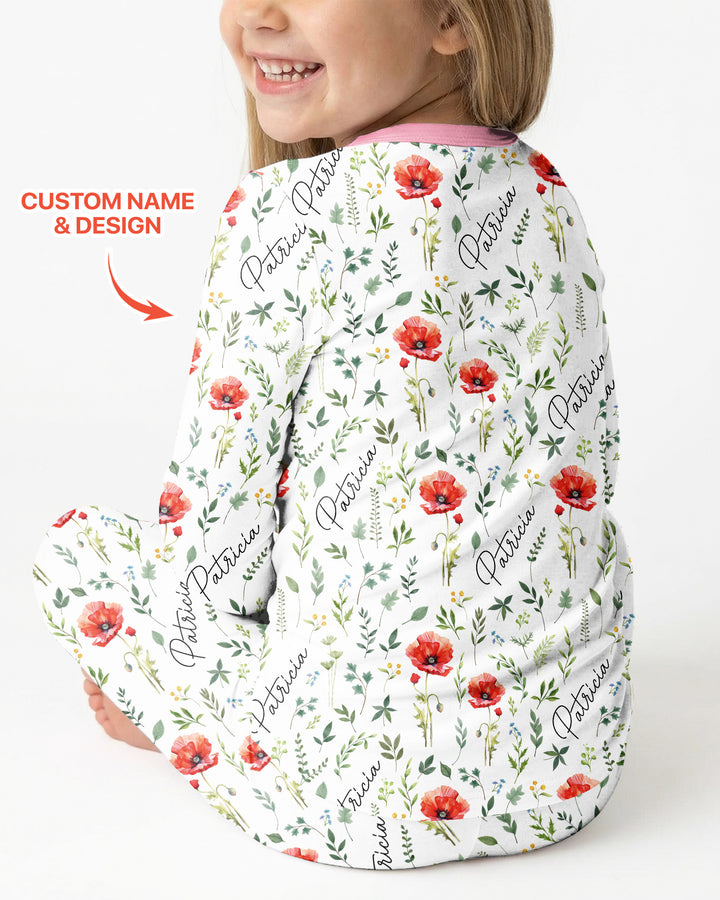 Birth Month Flower Bamboo Two Piece Long Sleeve Pajama Set