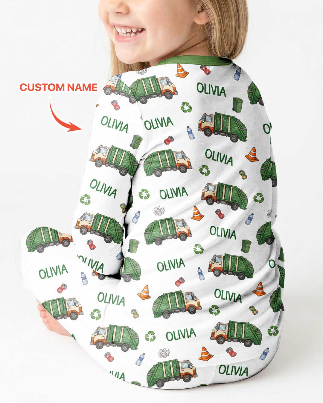 Custom Name Garbage Day Bamboo Two Piece Long Sleeve Pajama Set