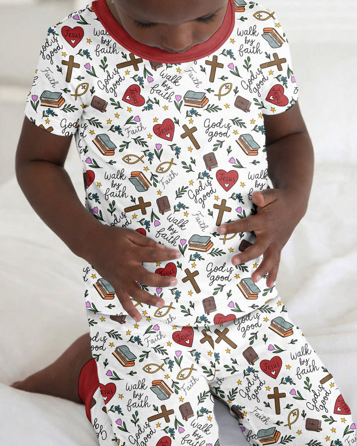 Conjunto de pijama de dos piezas de manga corta de bambú