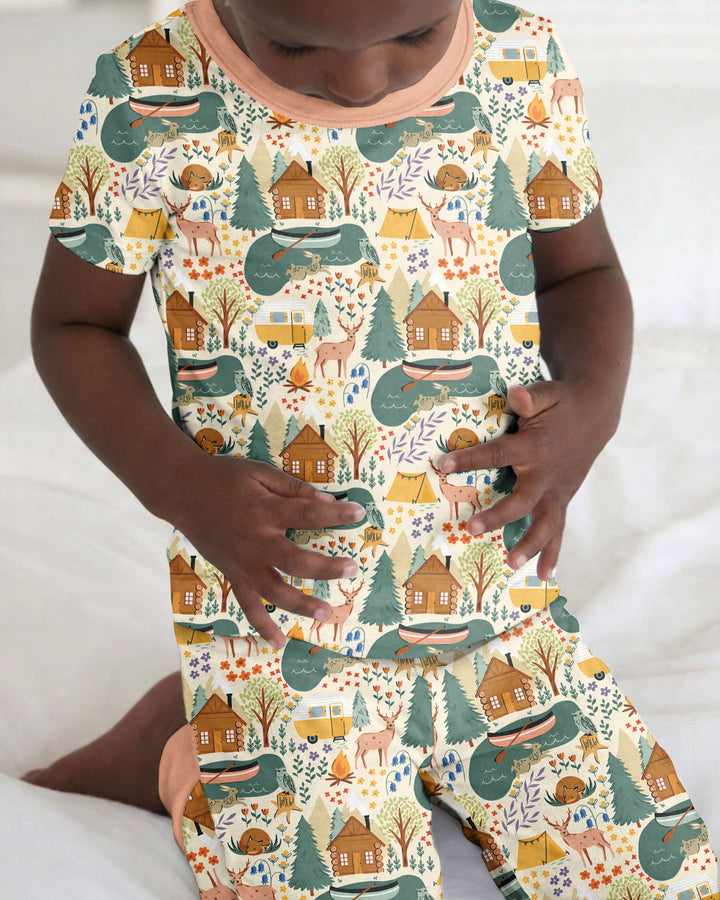Conjunto de pijama de dos piezas de manga corta de bambú