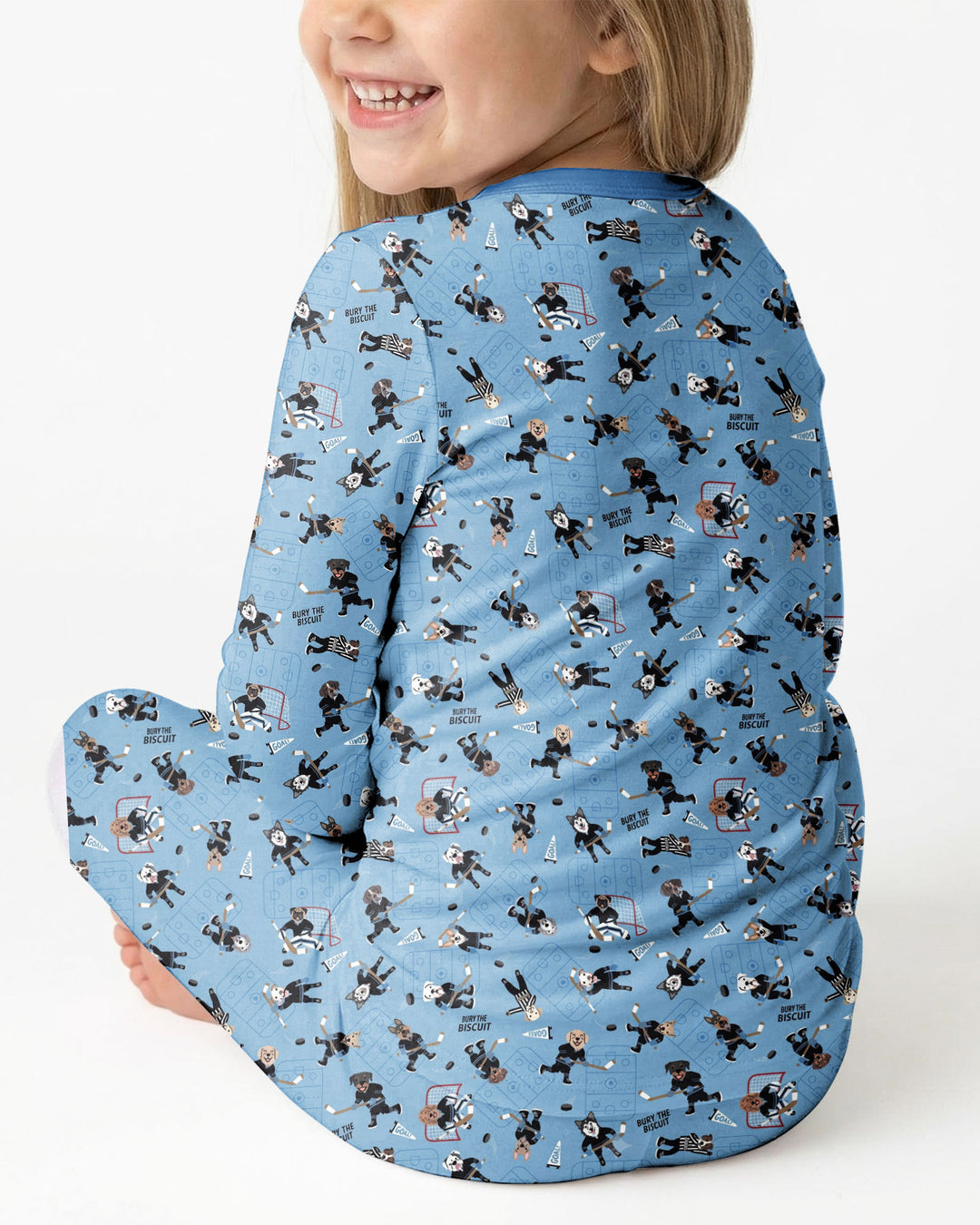 Hockey Dogs - Blue and Black Bamboo Two Piece Long Sleeve Pajama Set