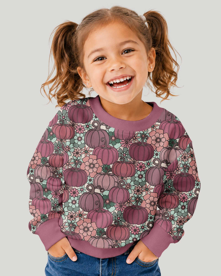 Retro Floral Pumpkin Patch Bamboo Crewneck Sweatshirt