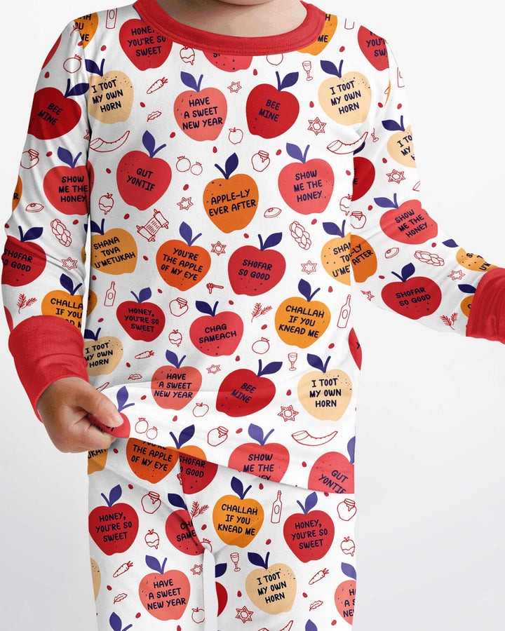Rosh Hashanah Funny Jewish Puns Bamboo Two Piece Long Sleeve Pajama Set
