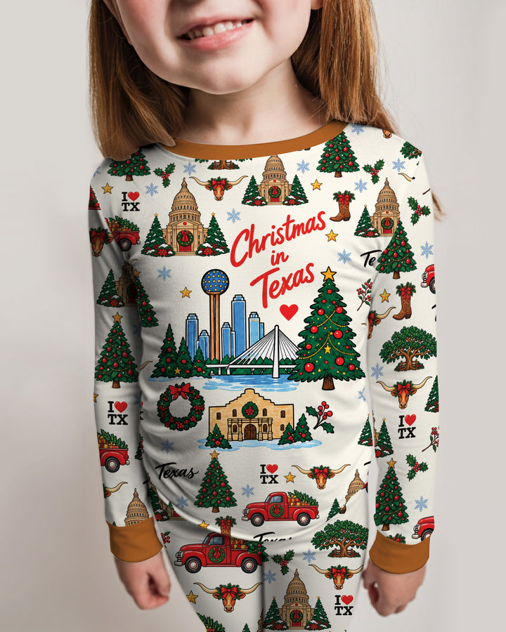 Christmas In Texas Bamboo Two Piece Long Sleeve Pajama Set