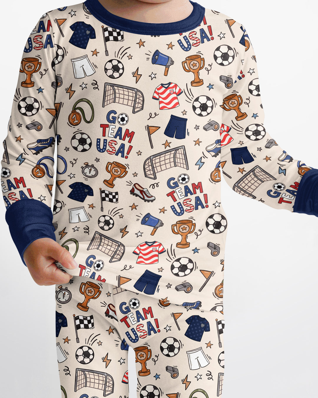 Soccer Go Team USA Bamboo Two Piece Long Sleeve Pajama Set