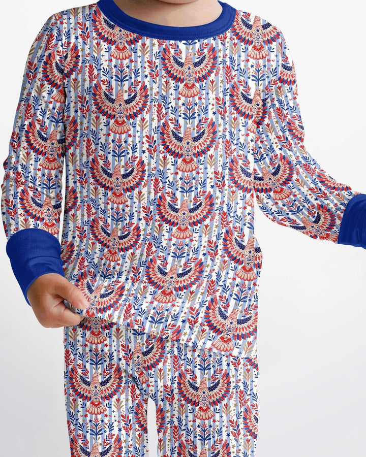 Patriotic Eagle Bamboo Two Piece Long Sleeve Pajama Set