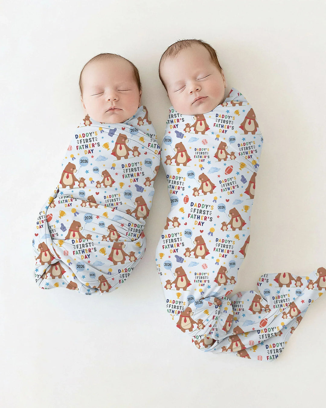 First Father's Day Daddy Bear Family Matching swaddle blanket