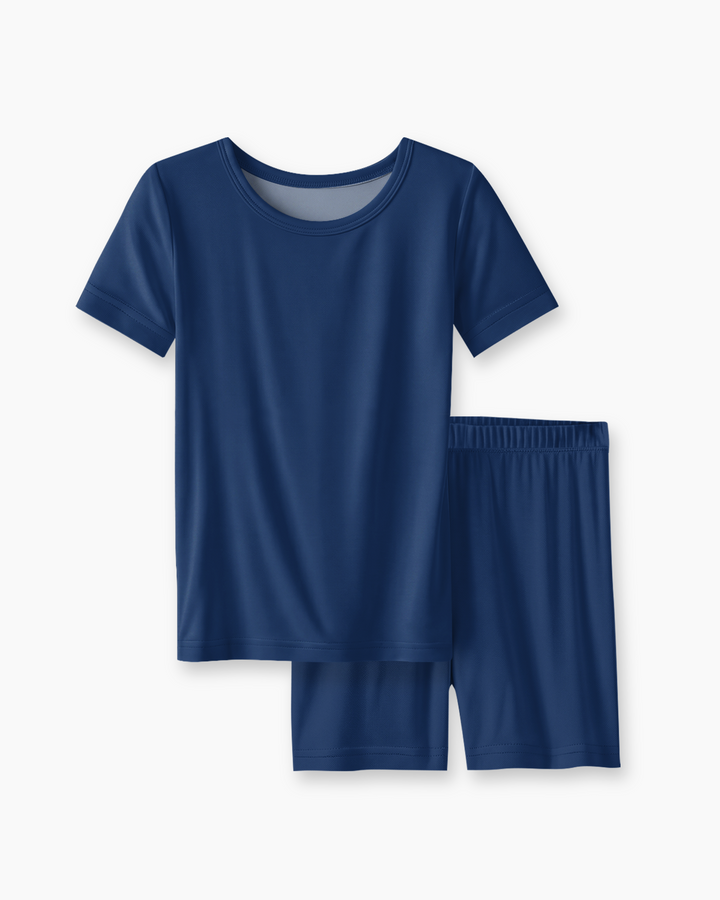 Solid Color Bamboo Two Piece Short Sleeve Short Pajama Set