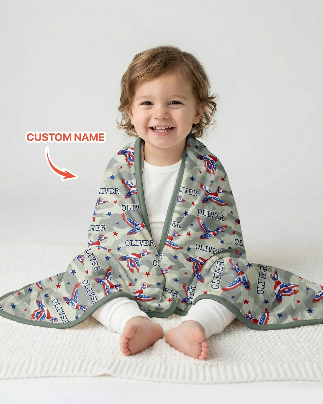 Custom Name America Mallard Duck Family Matching Bamboo Blanket