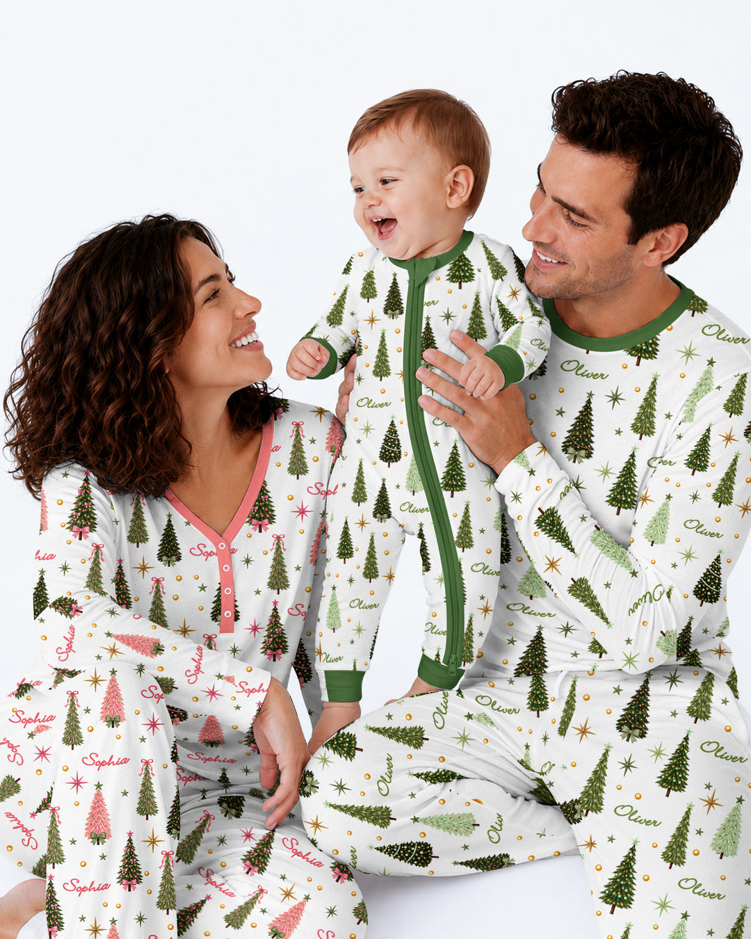 Custom Name Merry Christmas Tree Bamboo Men's Pajama Set