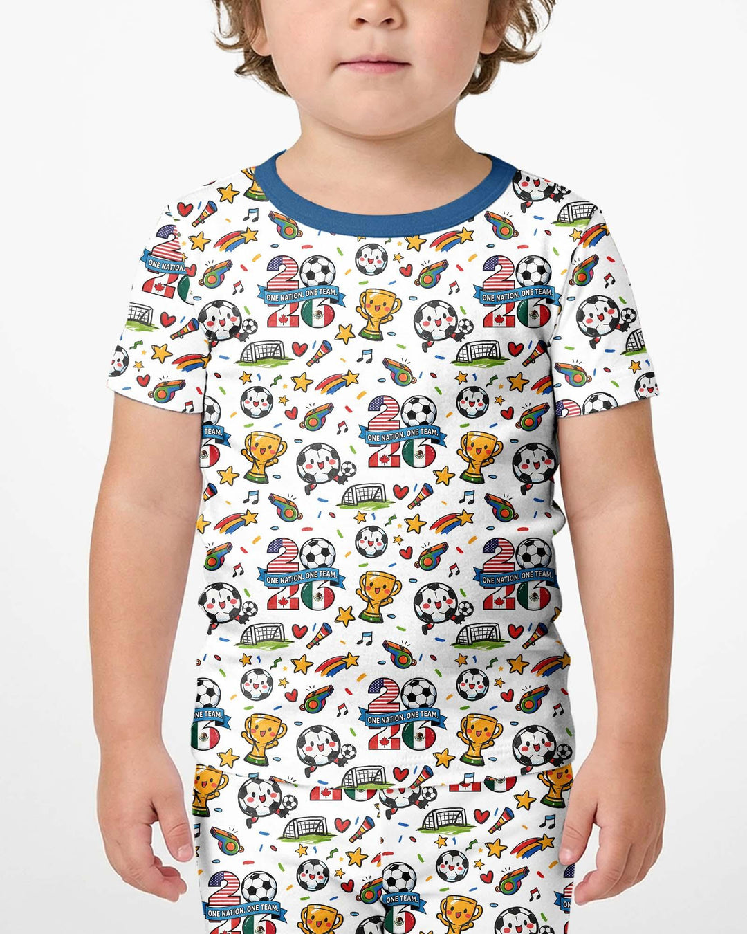 Soccer Fever 2026 Family Matching Bamboo Two Piece Short Sleeve Shorts Pajama Set