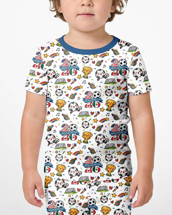 Soccer Fever 2026 Family Matching Bamboo Two Piece Short Sleeve Shorts Pajama Set