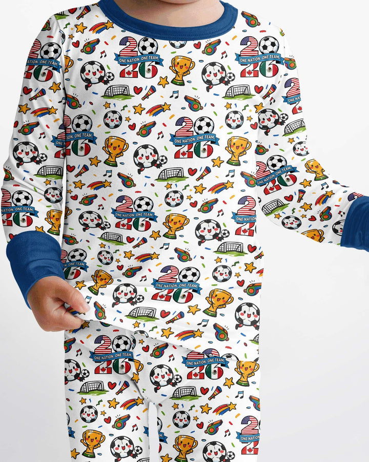 Soccer Fever 2026 Family Matching Bamboo Two Piece Long Sleeve Pajama Set