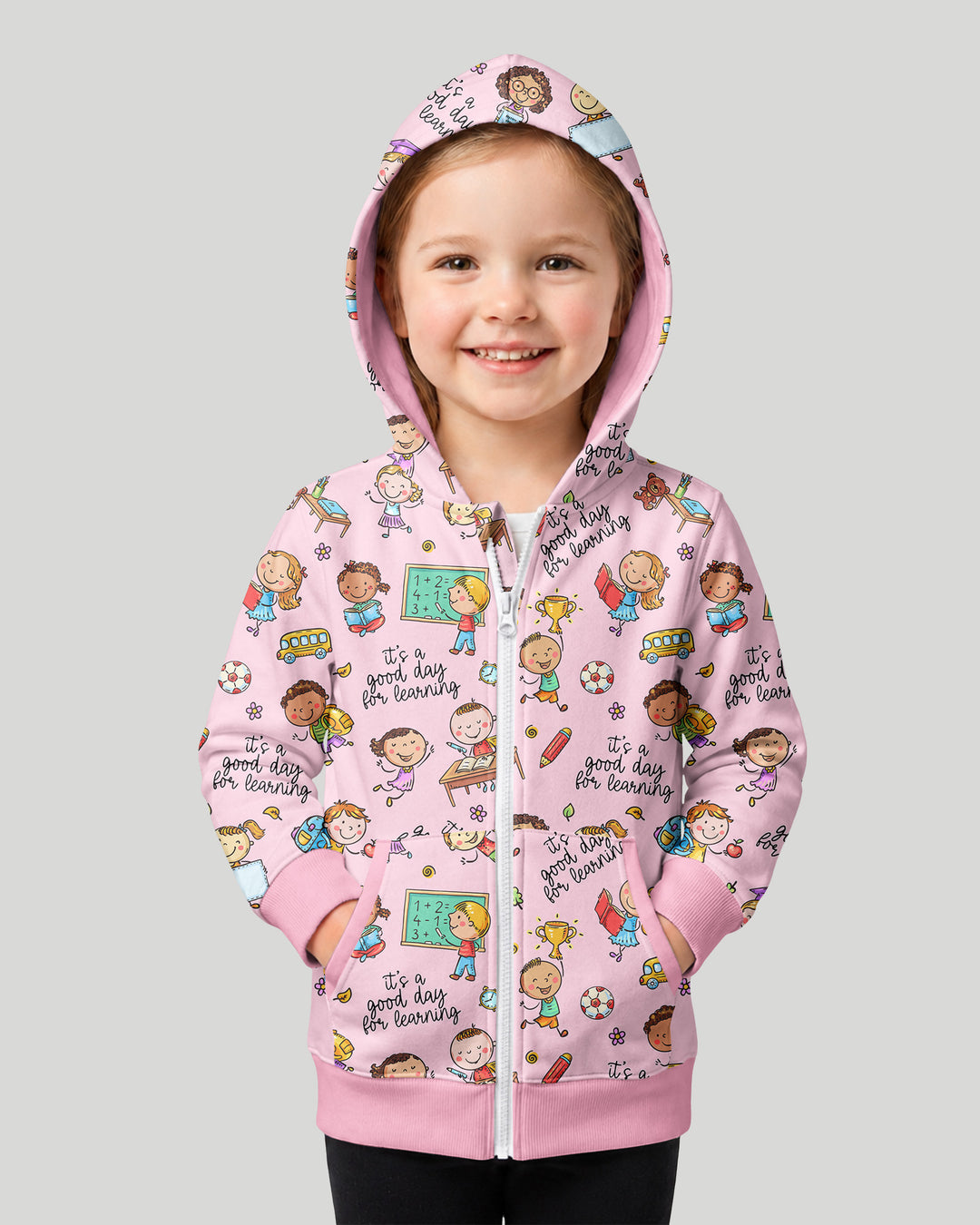 Kapuzenpullover aus Bambus mit hebräischem Alphabet und Reißverschluss