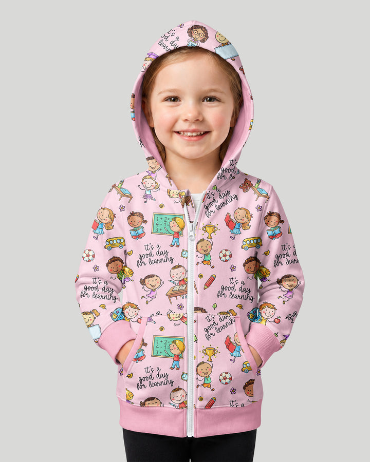 Kapuzenpullover aus Bambus mit hebräischem Alphabet und Reißverschluss