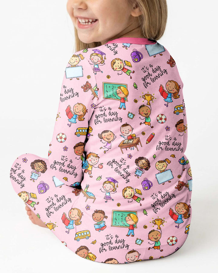 Little Learners Adventure Bamboo Two Piece Long Sleeve Pajama Set