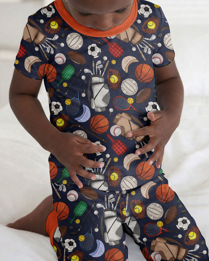 Sports Equipment Bamboo Two Piece Short Sleeve Pajama Set
