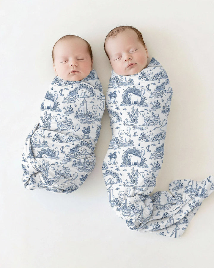 Toile Cats swaddle blanket