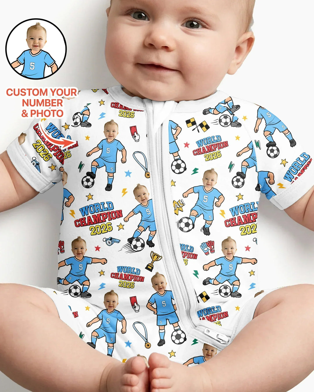 Plantilla PERSONALIZADA de Bambú Pijama Corto con Cremallera