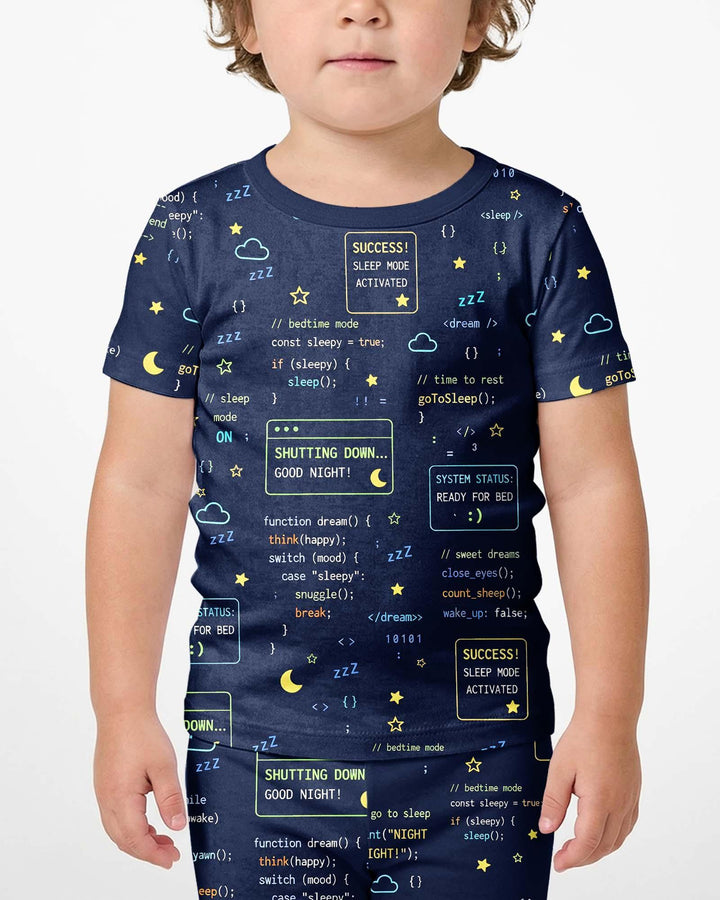 Pijama de dos piezas de bambú de manga corta con pantalón corto "It Techy Job Matching" para padre e hijo