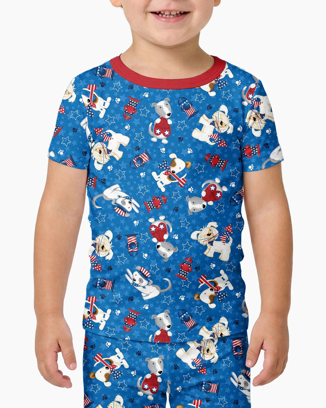 Red, White & Woof Family Matching Bamboo Two Piece Short Sleeve Pajama Set