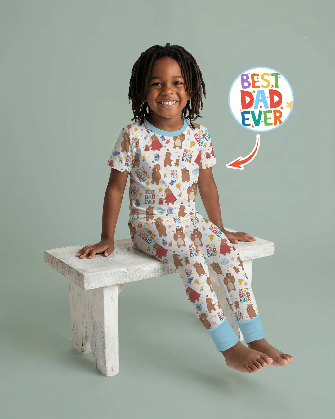 Best Daddy Bear Ever Family Matching Bamboo Two Piece Short Sleeve Pajama Set