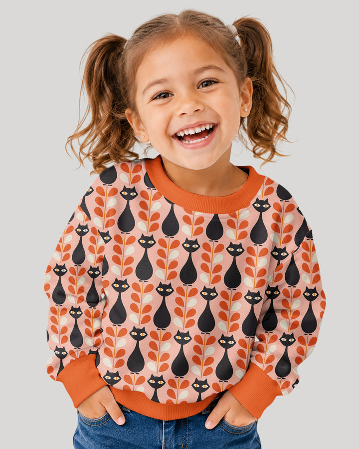 Retro Black Cat Garden Bamboo Crewneck Sweatshirt