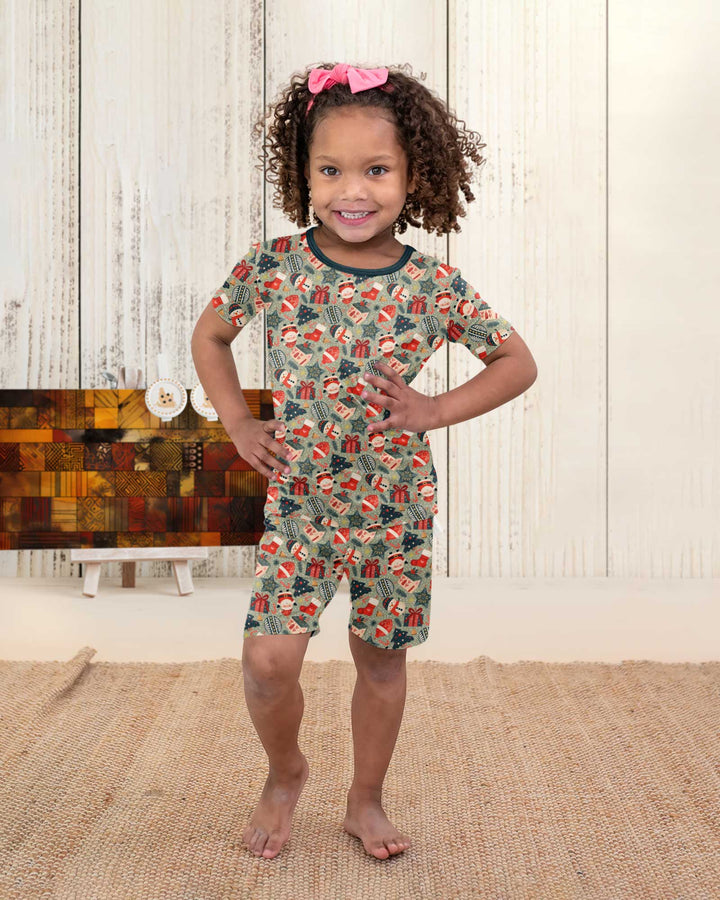 Christmas Ornaments Bamboo Two Piece Short Sleeve Shorts Pajama Set